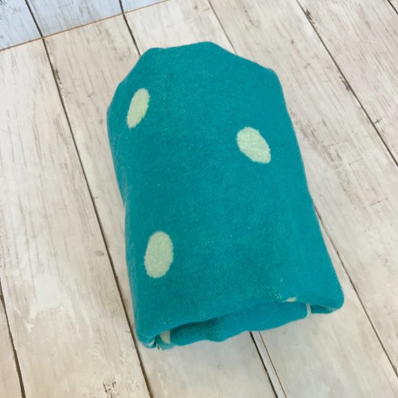 David Fussenegger Teal Blue Polka Dot Reversible Cotton Baby Blanket - Picture 7 of 9